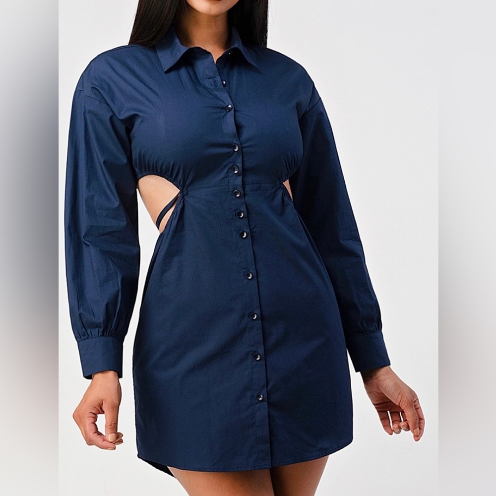 Cutout Shirt Dress